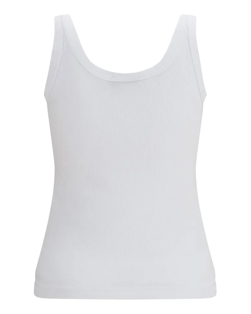 Dolce & Gabbana Women's Ribbed Logo Tank Top Bianco Ottico Cotton White
