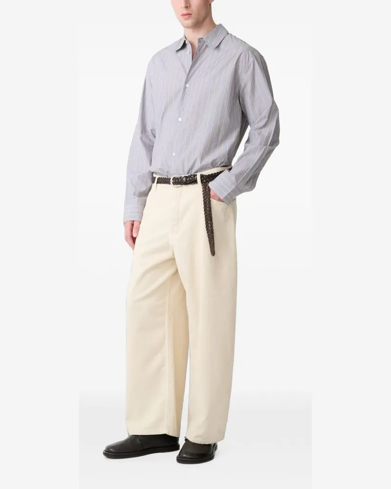 Studio Nicholson Men's Cropped Wide-Leg Paolo Jeans Cream Cotton Cream