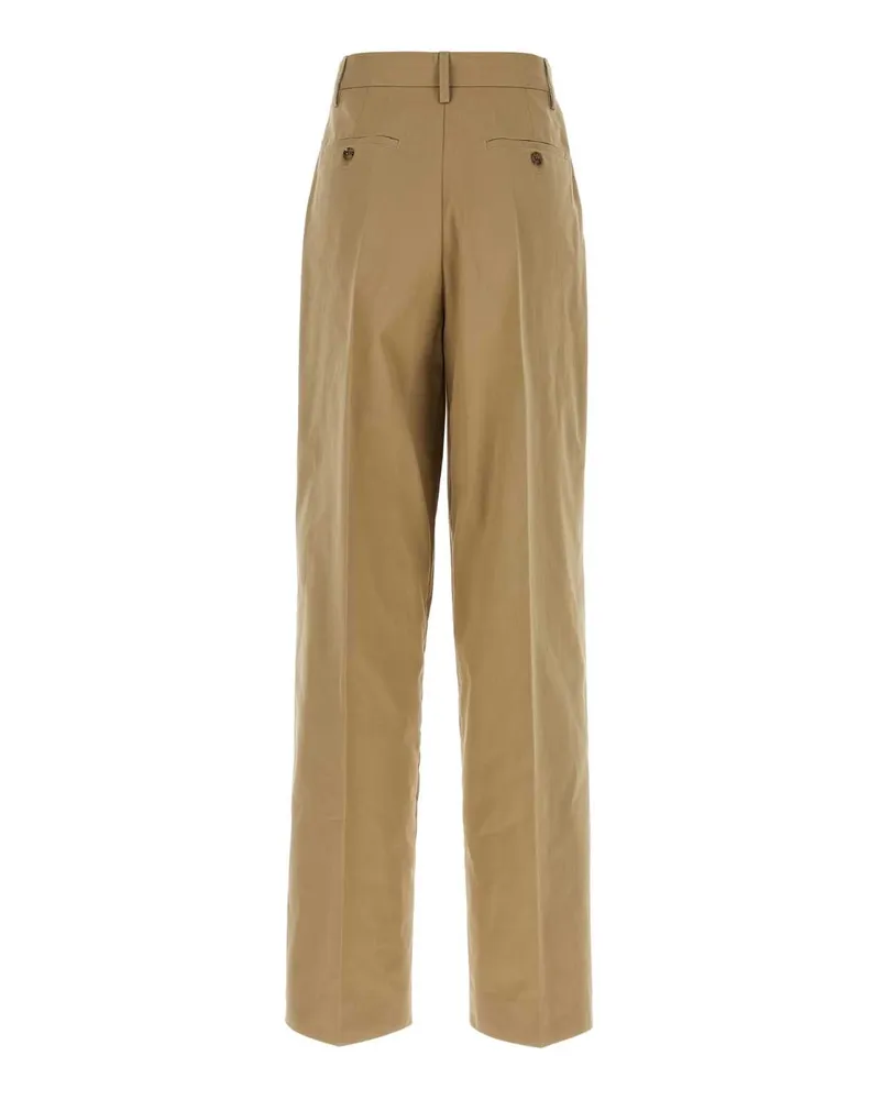 Prada Women's Camel Cotton Pant Kaki Exterior: Pantaloni Beige