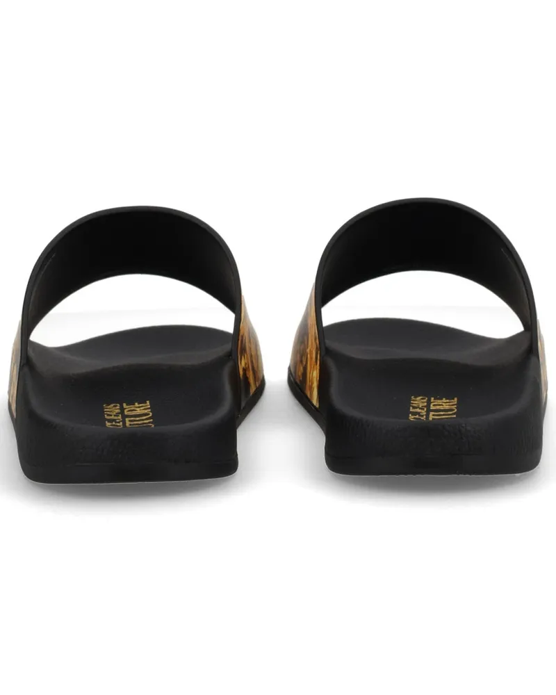 Versace Jeans Printed Polyurethane Slides — Black Black