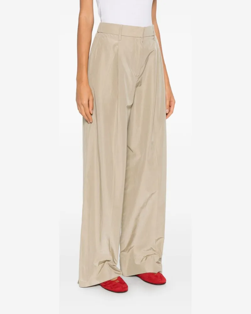 forte_forte Wide-Leg Cotton Blend Trousers — Sand Sand