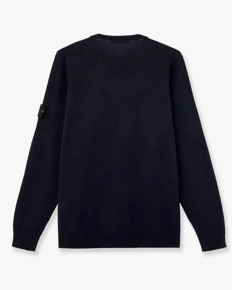 Stone Island Men Wool Sweater Crew Neck Blue Virgin Navy