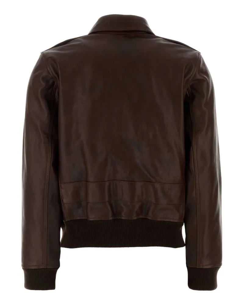 A.P.C. Leather Bomber Jacket — Brown Brown