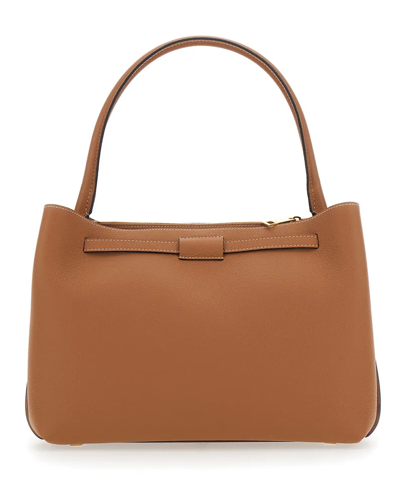 TOD'S Women's Handbag, Brown Hammered Leather Calfskin Handbags Hand Bags Brown