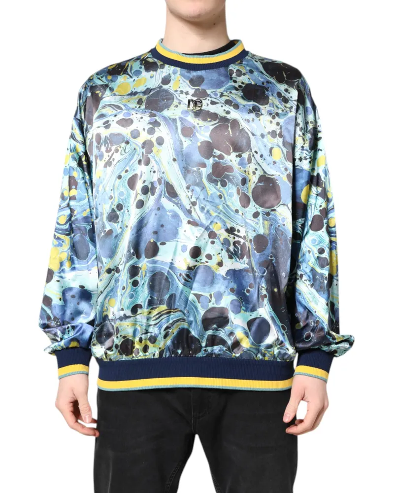 Dolce & Gabbana Men's Marble Print Sweatshirt Multicolor Polyester Elastane Sweatshirts Multicolor
