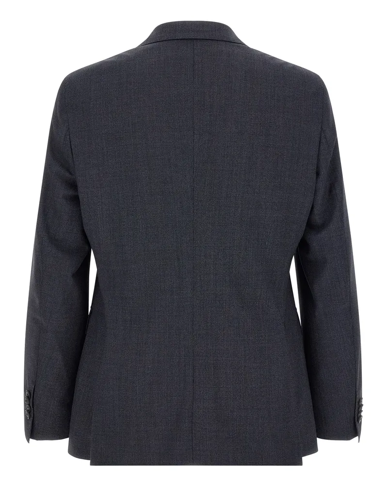 HUGO BOSS Virgin Wool Micro-Texture Pant Suit — Charcoal Charcoal