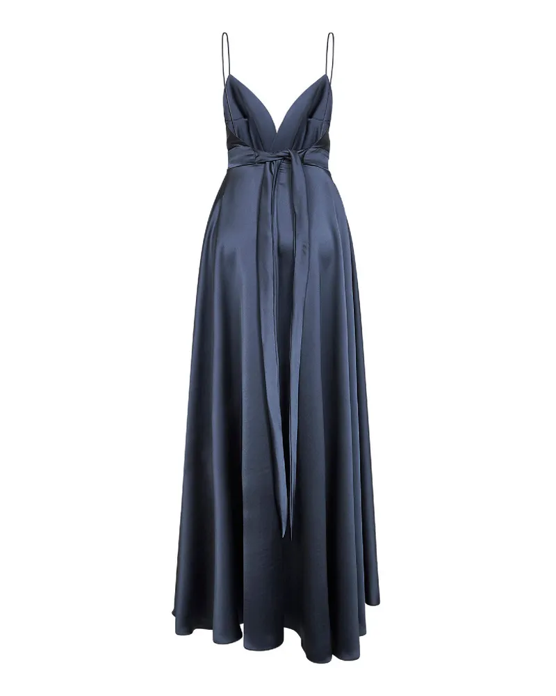Blanca Women's Long Dress Lead Grey Satin Polyester Gray