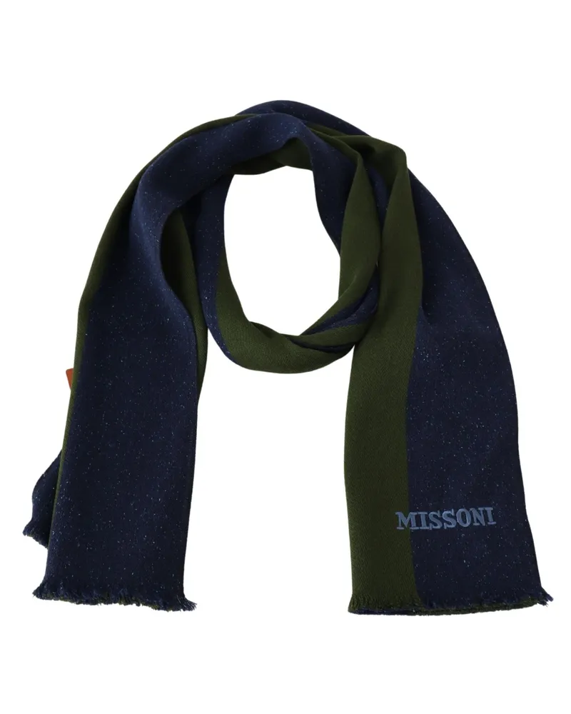 Missoni Men's Blue Green Wool Unisex Neck Wrap Shawl Accessory Multicolor