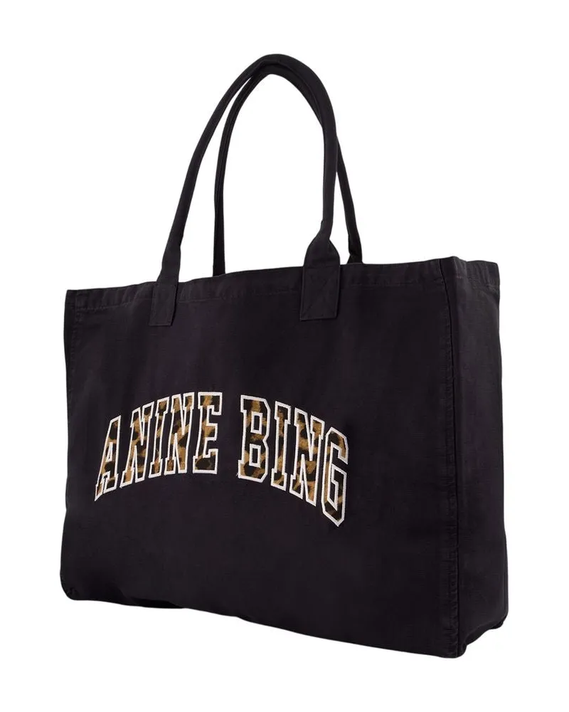 Anine Bing Women's Leo Shopper Bag -  Cotton Black Totes-Shopping-Bags Black