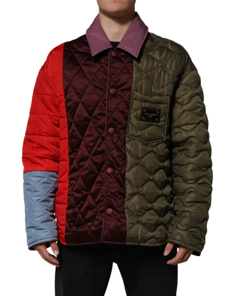 Dolce & Gabbana Men's Multicolor Patchwork Polyesterquilted Jacket Polyester Nylon Clothing Multicolor