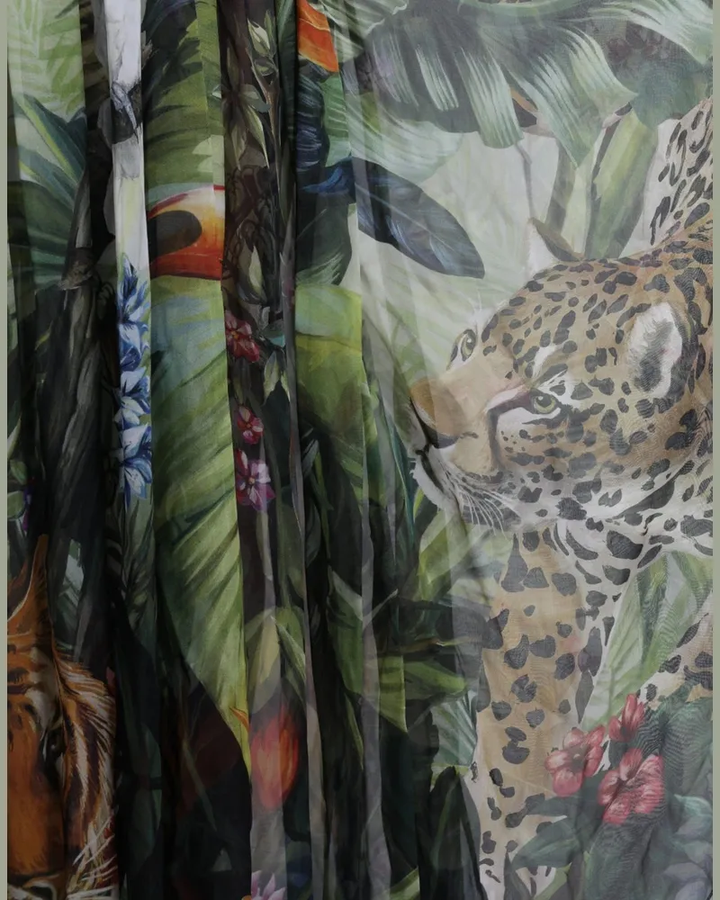 Dolce & Gabbana Jungle Print Silk Maxi Dress — Multicolor Multicolor