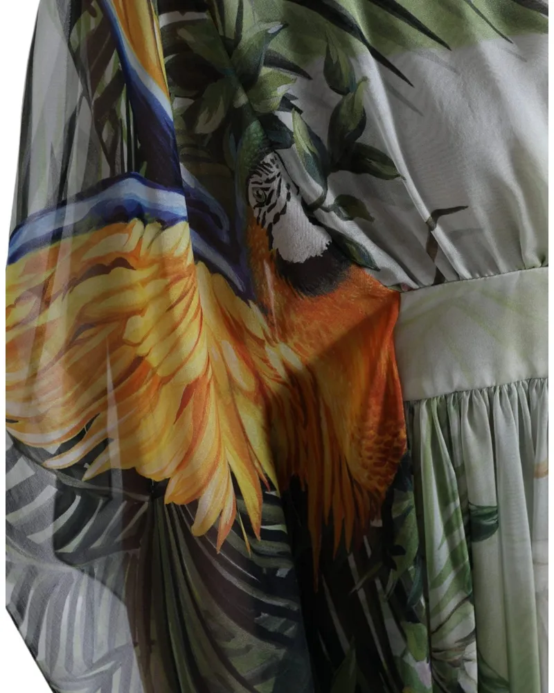Dolce & Gabbana Jungle Print Silk Maxi Dress — Multicolor Multicolor
