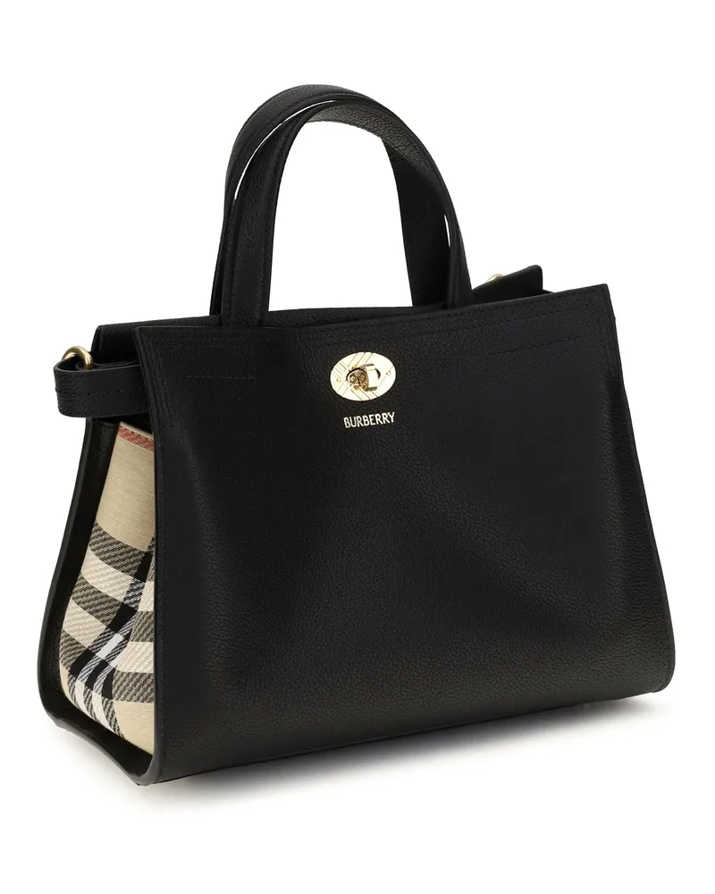 Burberry Women's Mini Cotswolds Check Top Handle Bag Black Cotton; Polyester Handbags Hand Black