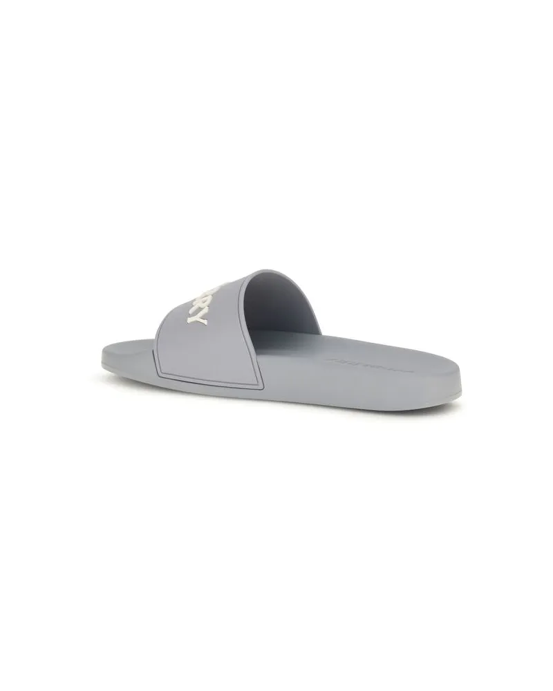 Burberry Men's Gray Rubber Slides Shoe Gray