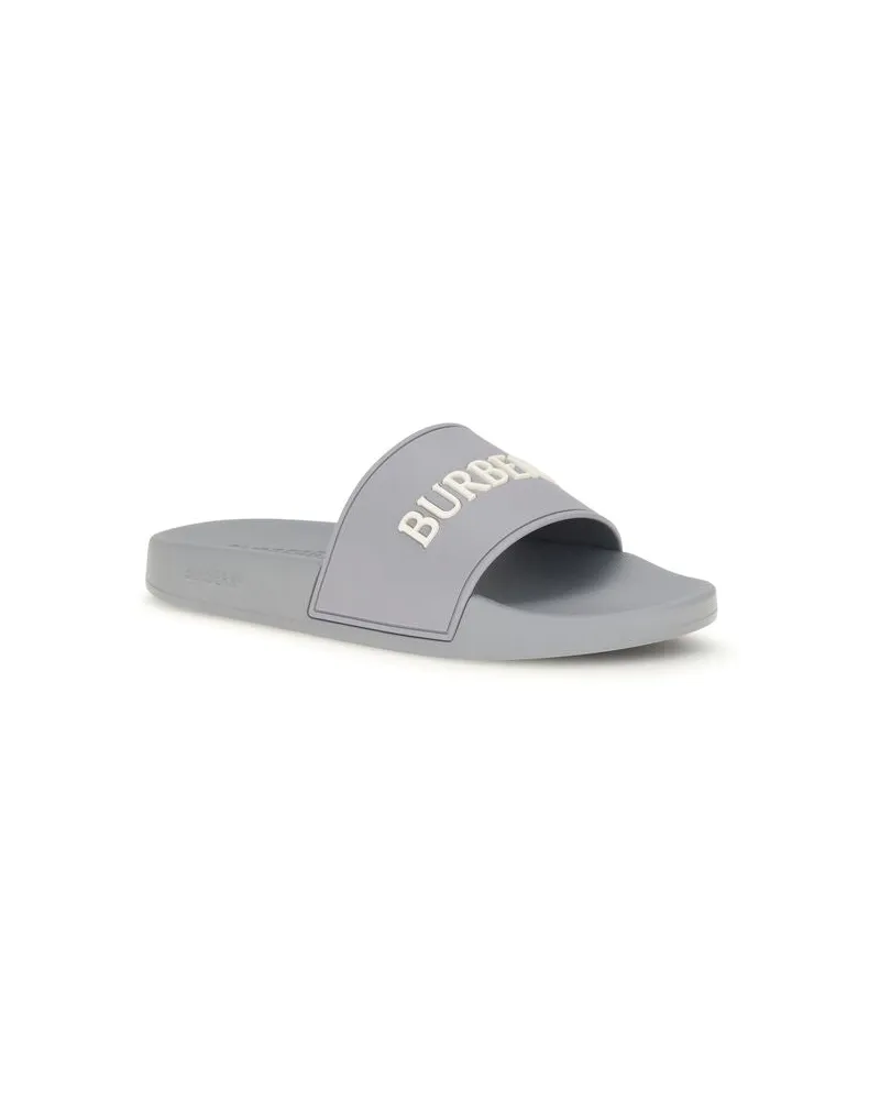 Burberry Men's Gray Rubber Slides Shoe Gray