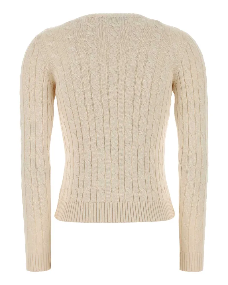 Ralph Lauren Cable-Knit Cotton Blend Sweater — Beige Beige