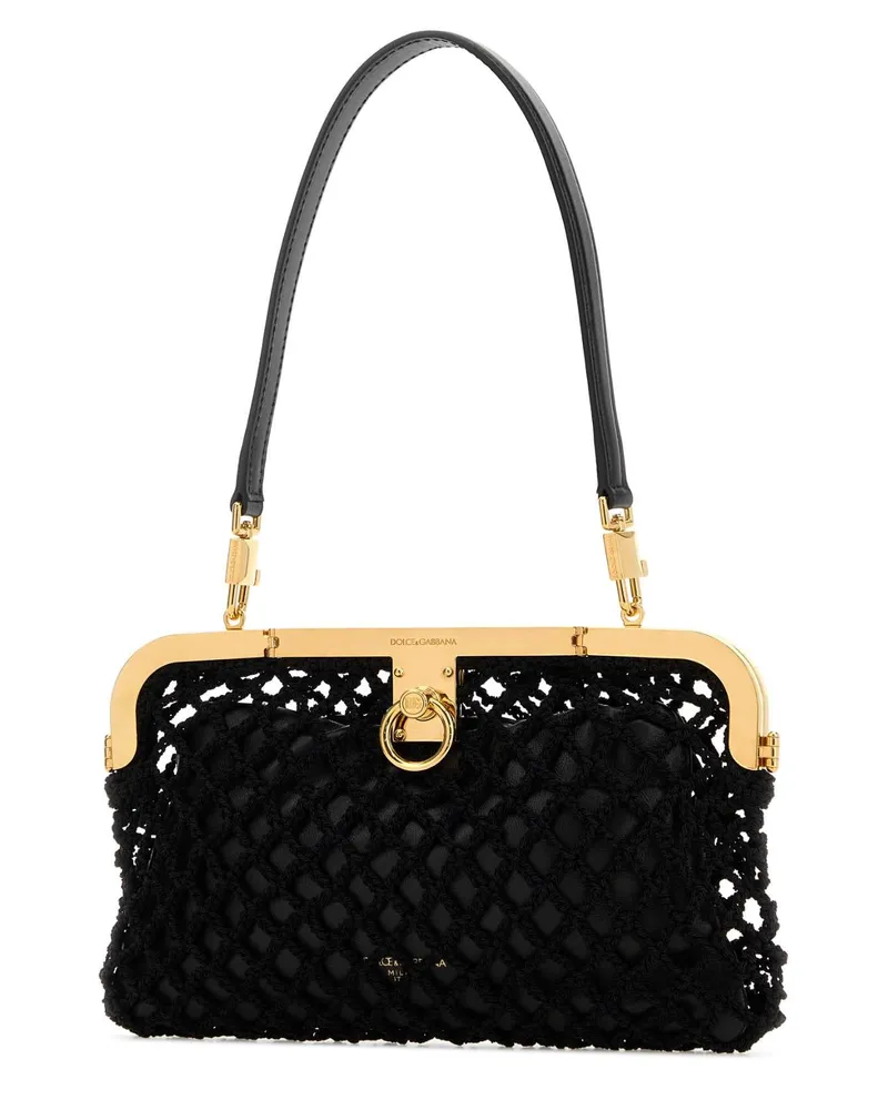 Dolce & Gabbana Women's Black Crochet Amanda Handbag Nero Borse A Mano Bag Black