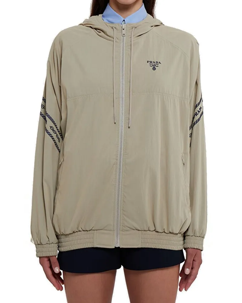 Prada Women's Beige Cotton Shell Jacket Clothing Beige