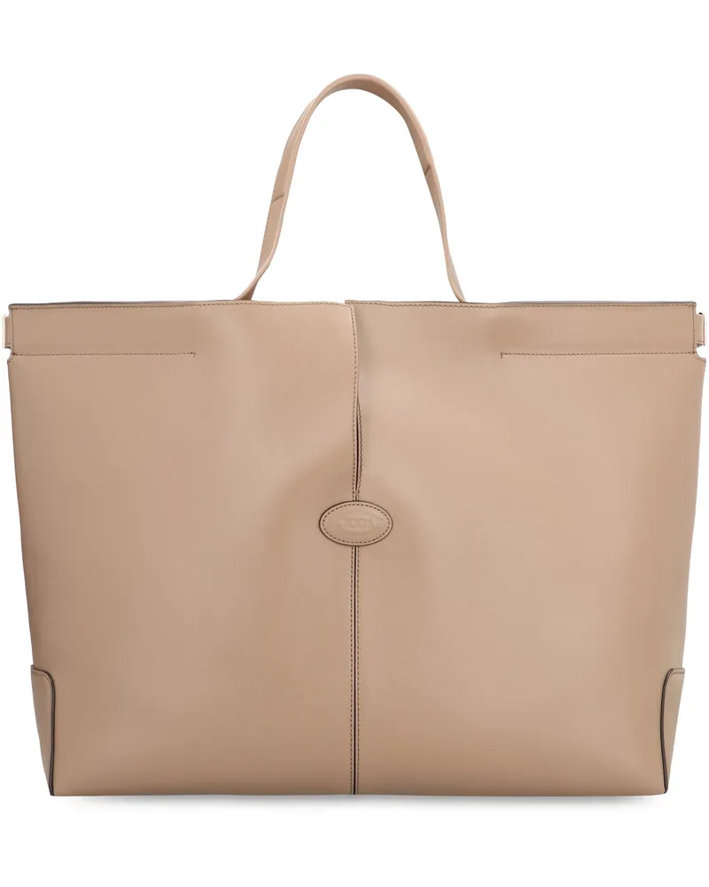 TOD'S Women's Folio Leather Tote Brown Calf Bags Brown