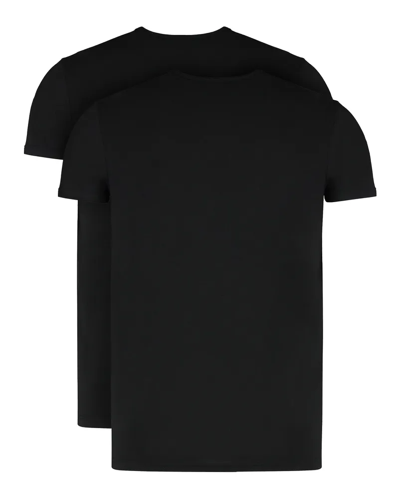 Versace Logo-Embroidered Cotton T-Shirt — Black Black