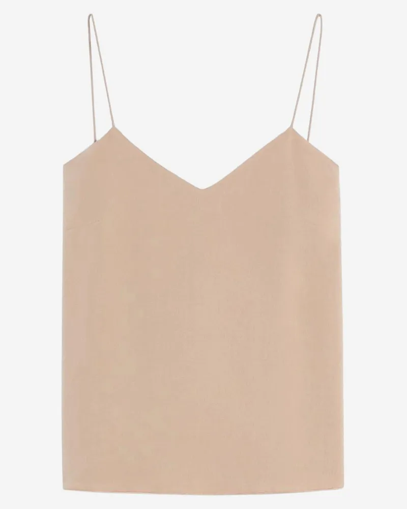Max Mara Women's Silk Top With Thin Straps Beige Tops Beige