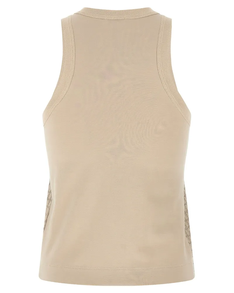 Brunello Cucinelli Dazzling Check Embroidery Tank Top — Beige Beige