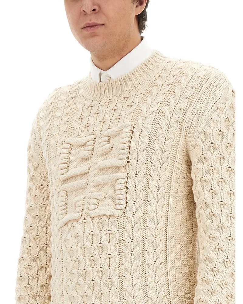 Givenchy Logo-Embroidered Cotton Sweater — Beige Beige