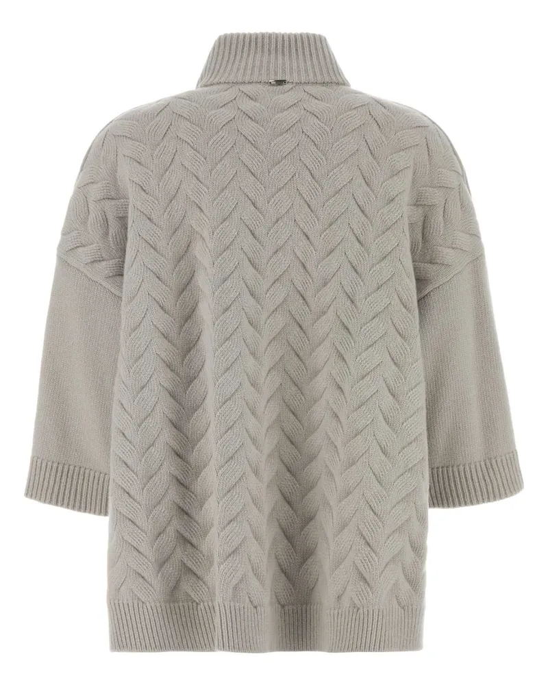 Herno Women's Grey Flannel And Wool Cardigan Chantilly Giubbini Jacket Gray