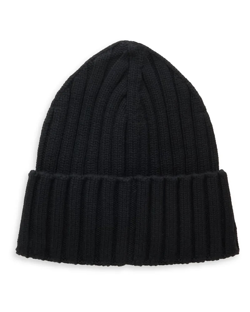 Moncler Women's Knitted Beanie With Turn-Up Black Wool Virgin Hat Black