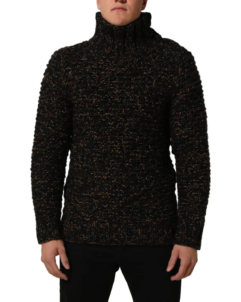 Dolce & Gabbana Men Brown Wool Knit Turtleneck Pullover Sweater Clothing Brown