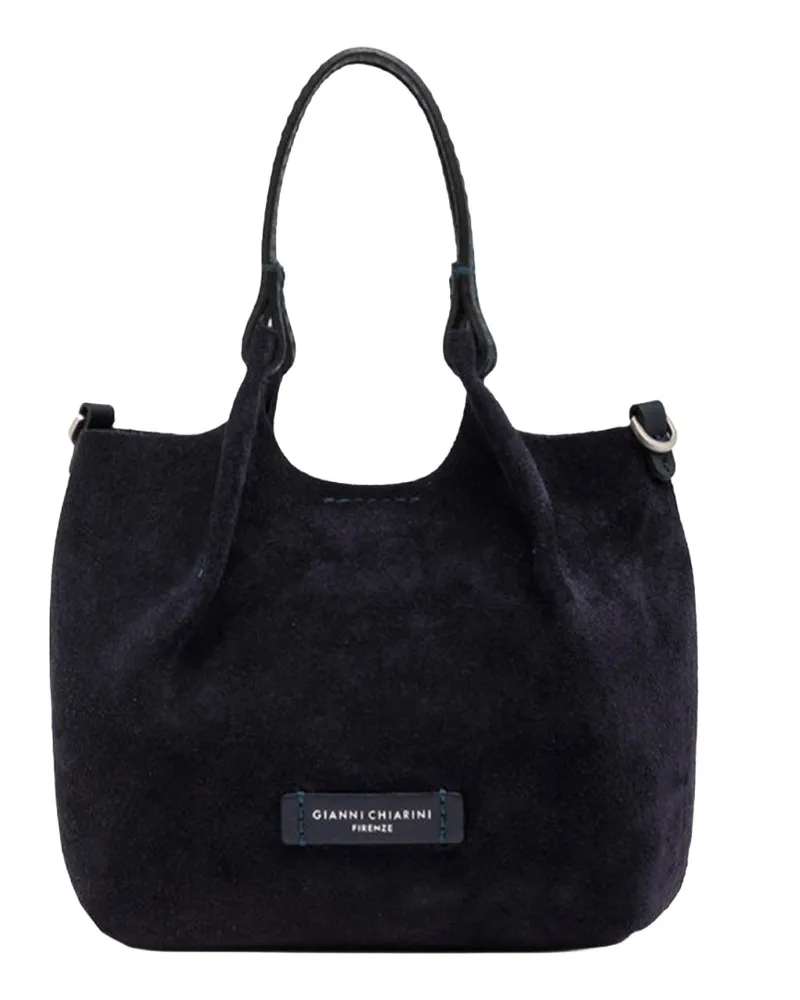 Gianni Chiarini Women's Handbag Dua Suede Midnight Blue Cow Leather Handbags Hand Bags Navy
