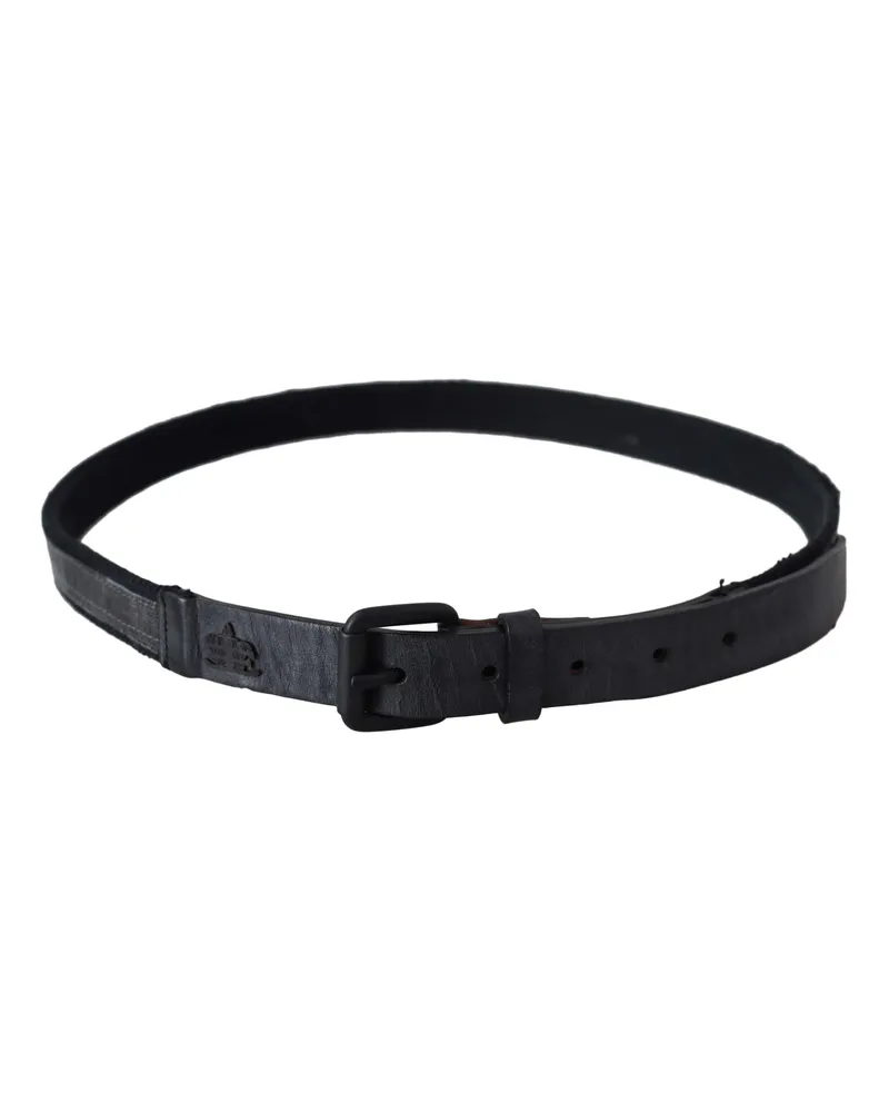 Ermanno Scervino Women's Black Leather Logo Buckle Waist Accessory Black