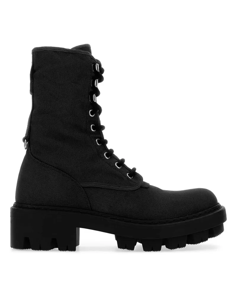Prada Women's Stivaletti Boot Black Fabric Black