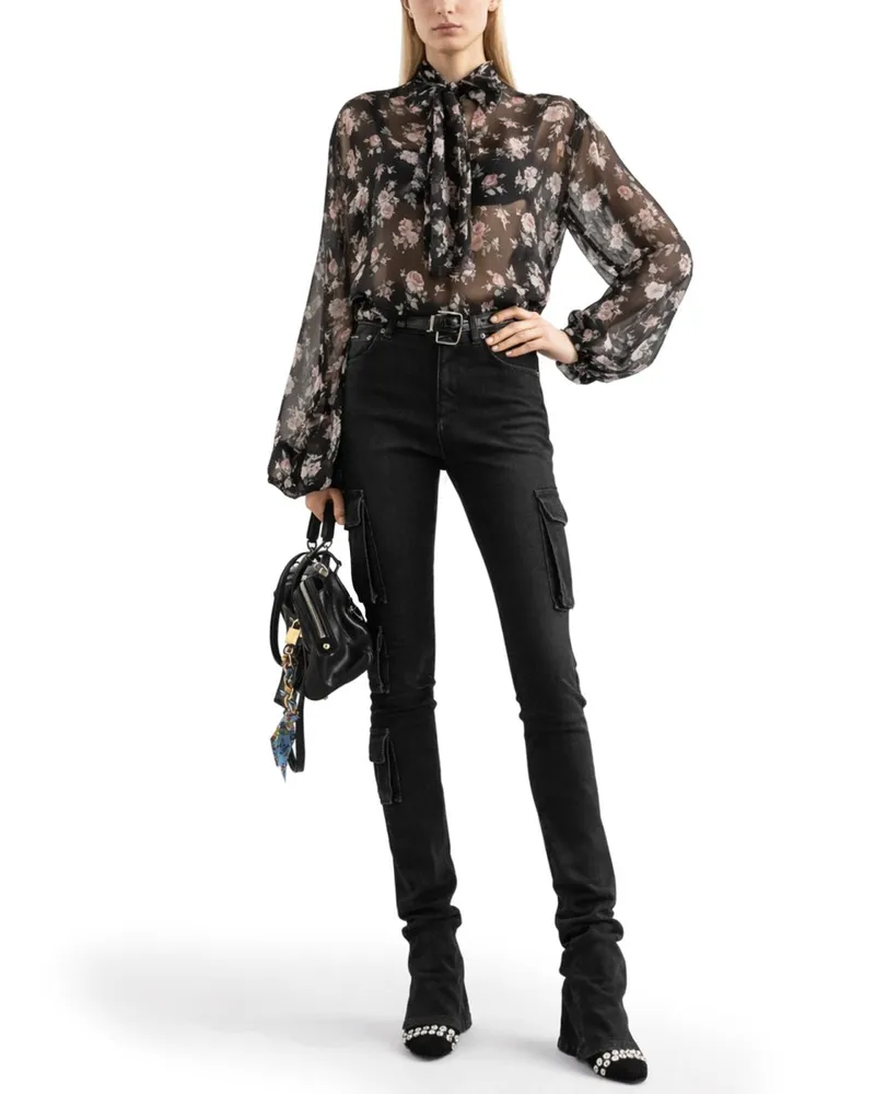 Dolce & Gabbana Vintage Rose Print Silk Blouse — Multicolor Multicolor