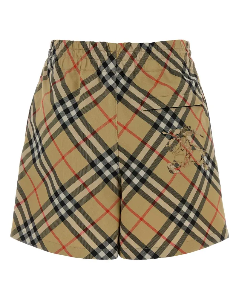 Burberry Women's Embroidered Canvas Shorts Sandipcheck Exterior: Polyester Pantaloni Trousers Beige