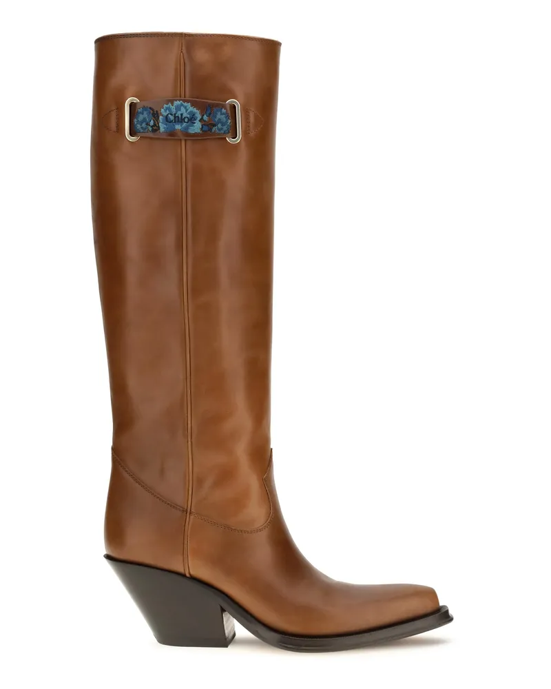 Chloé Women's Over-The-Knee Azelan Leather Boots Amber Brown Calf Brown