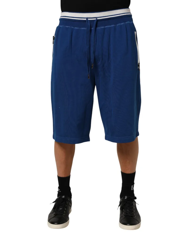 Dolce & Gabbana Men's Blue Cotton Blend Bermuda Sweatpants Shorts Co+pl Blue