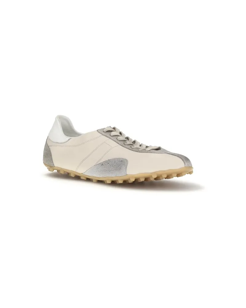 Maison Margiela Men's Beige Calf Leather Bos Taurus Athletic Sneakers Beige