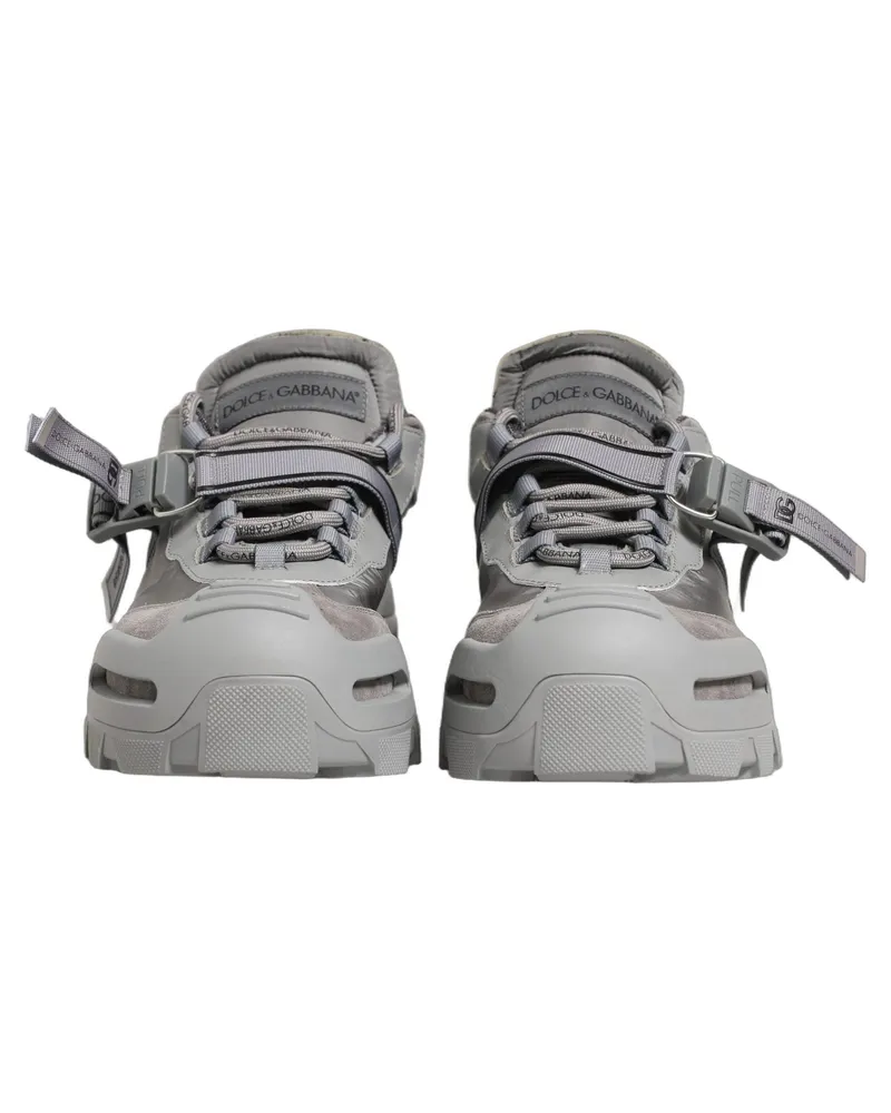 Dolce & Gabbana Gray Airmaster Panelled Low Top Men Sneakers Shoes Nylon Suede Gray