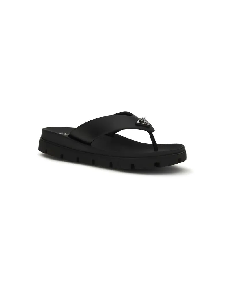 Prada Men's Brown Calf Leather Bos Taurus Flat Sandals Brown