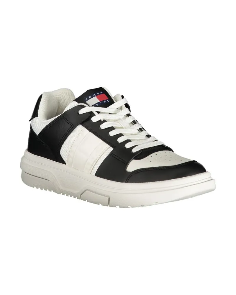 Tommy Hilfiger Leather and Polyester Colorblock Sneaker — Black Black