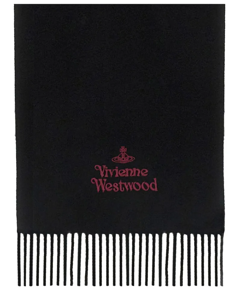 Vivienne Westwood Logo Wool Scarf — Black Black