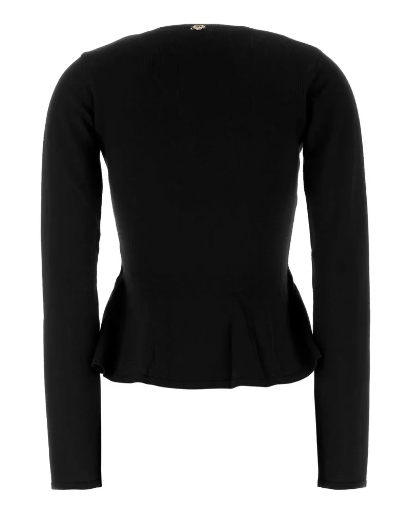 Blumarine Virgin Wool Peplum Sweater — Black Black