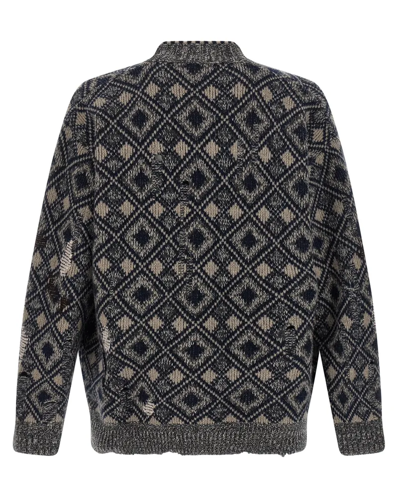 Wales Bonner Men's Multicolor Merino Wool Cardigan Clothing Navy