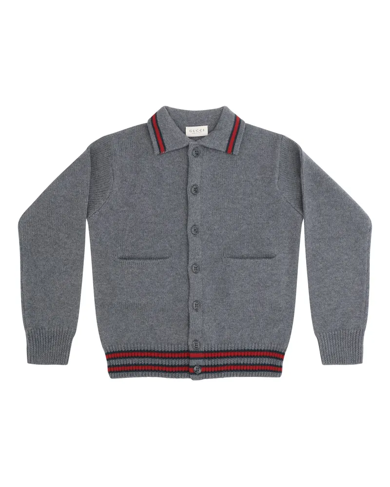 Gucci Merino Wool Polo Cardigan — Gray Gray