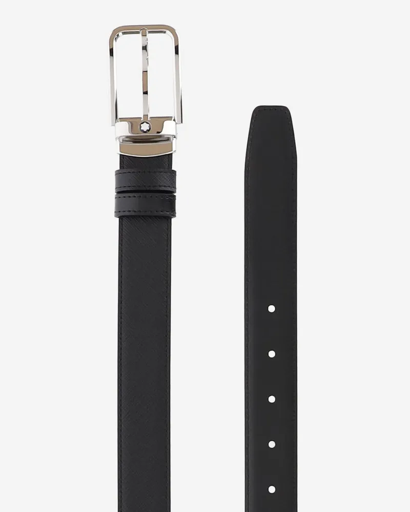 Montblanc Men's Reversible Leather Belt Black Black