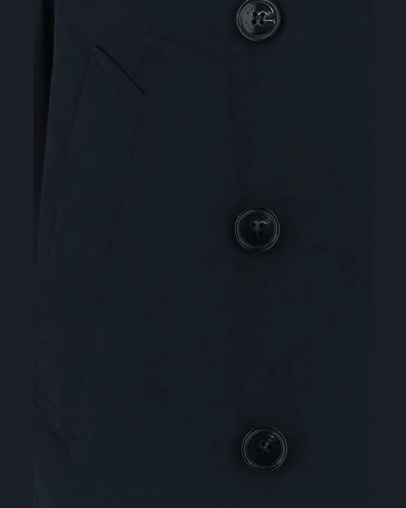 Woolrich Women's Midnight Blue Cotton Trench Coat Meltonblue Exterior Navy