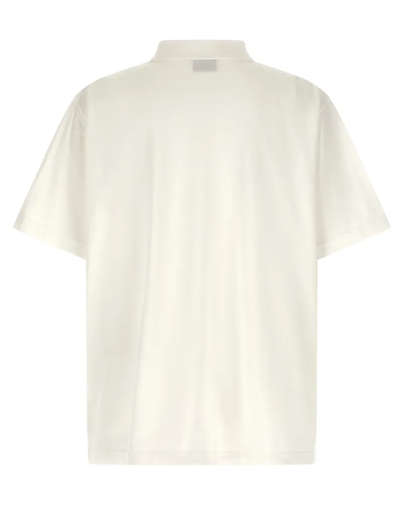 Balenciaga Laurel Classic Embroidered Polo Shirt — Cream Cream