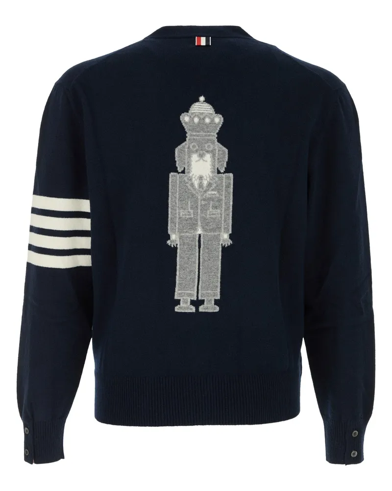 Thom Browne Men's Hectornutcrackerjersey Cardigan Navy Wool Navy