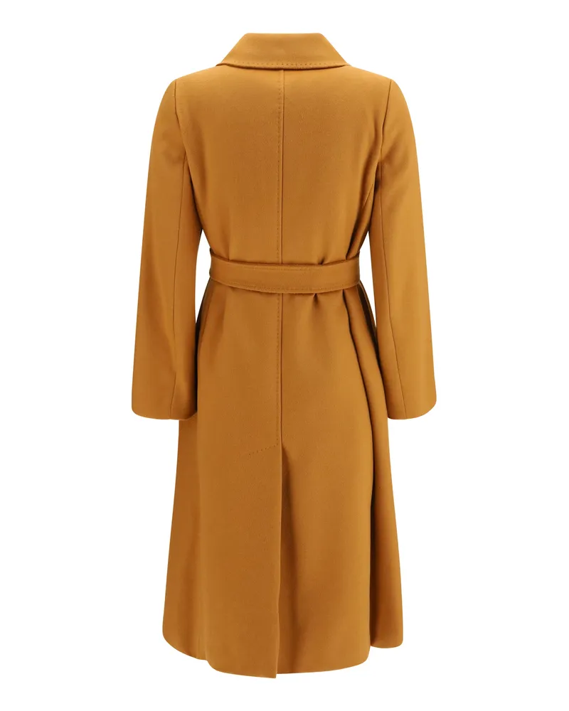 Max Mara Women's Double Breasted Wool Coat Caramello Fleece Ovis Aries Caramel